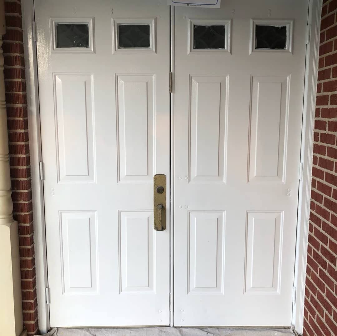 Double doors repainted white