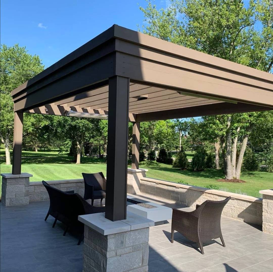 Pavilion finished in dark bronze